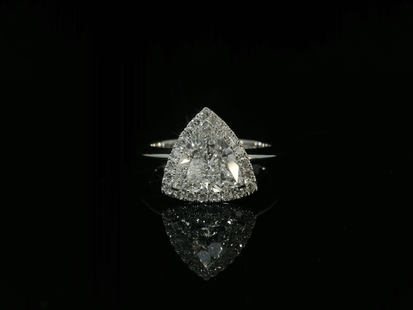 14K WHITE GOLD LAB DIAMOND TRILLIANT CUT ENGAGEMENT RING 1.72CT