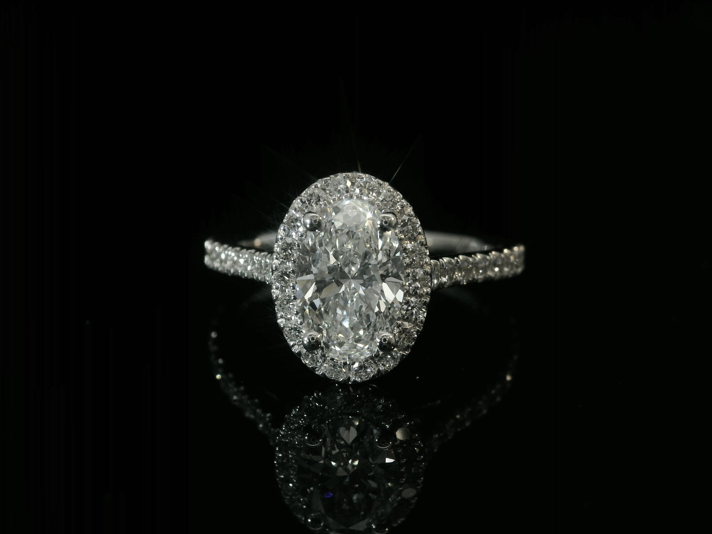 14K WHITE GOLD LAB DIAMOND OVAL CUT ENGAGEMENT RING 1.51CT
