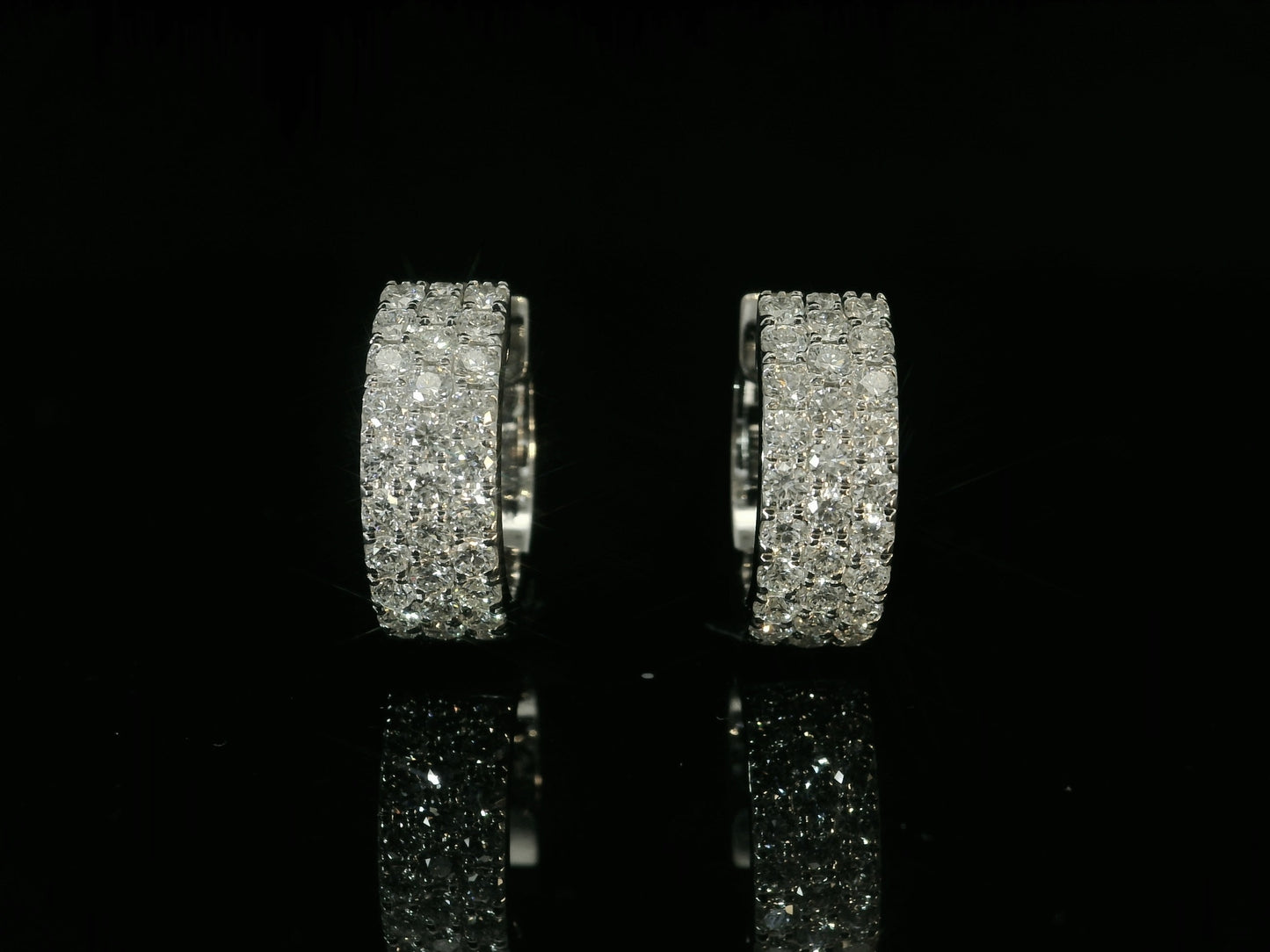 14K WHITE GOLD 5MM HOOP DIAMOND EARRINGS