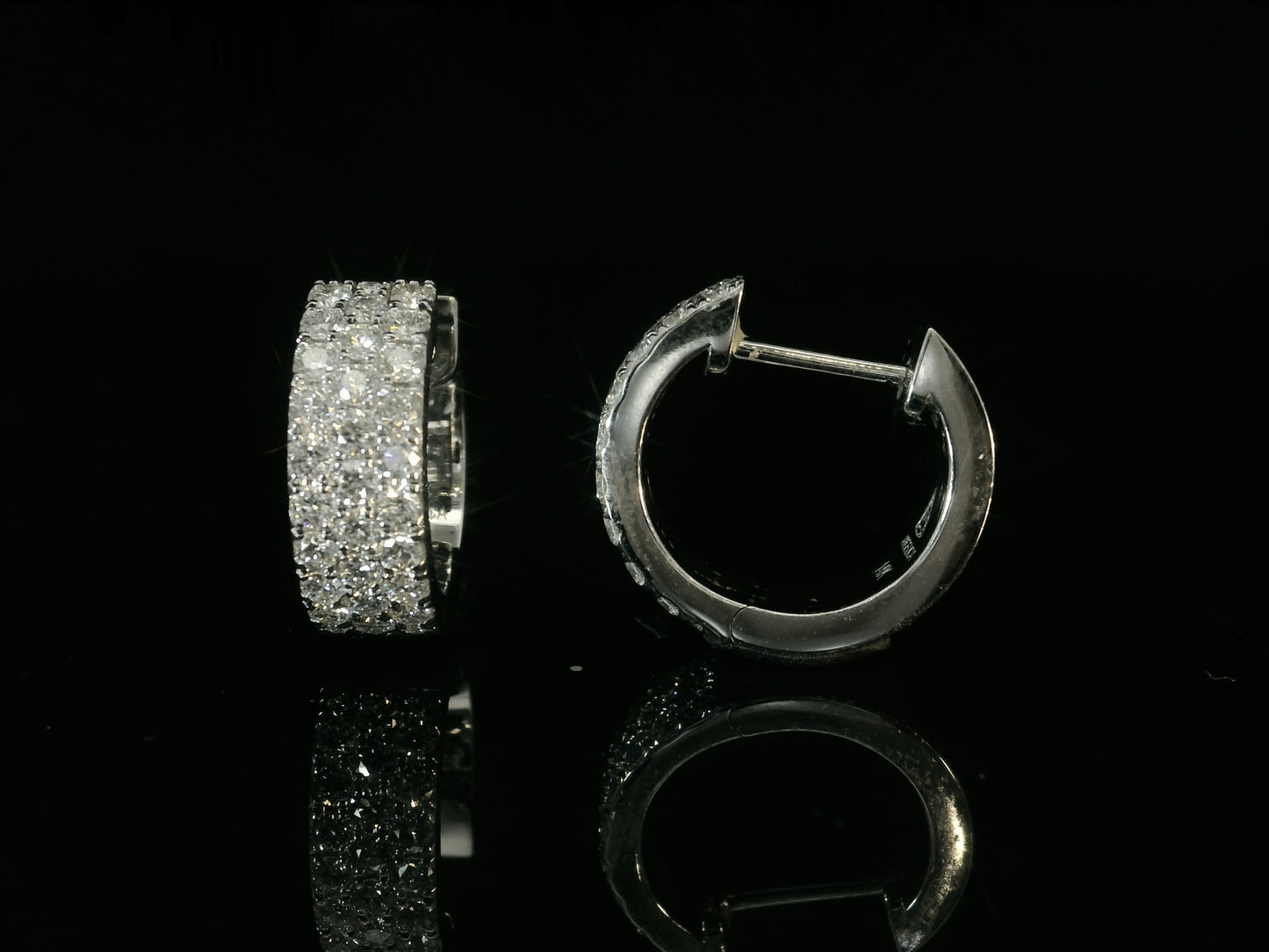 14K WHITE GOLD 5MM HOOP DIAMOND EARRINGS