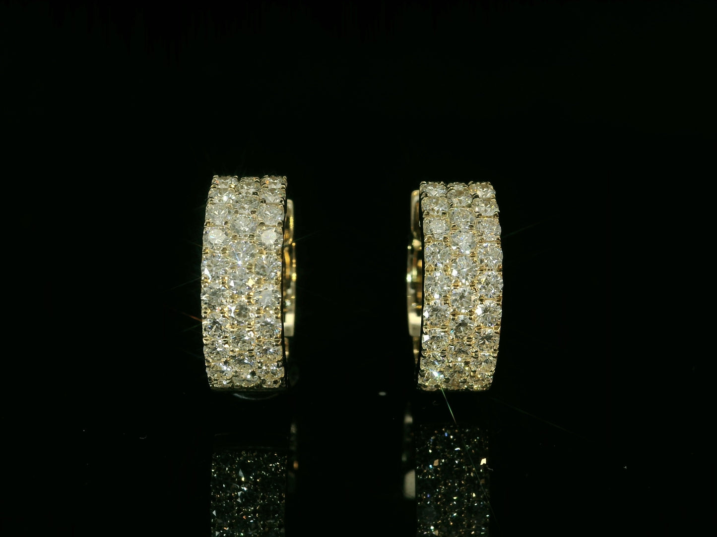 14K YELLOW GOLD 5MM HOOP DIAMOND EARRINGS