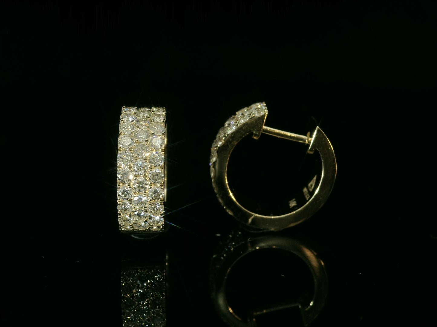 14K YELLOW GOLD 5MM HOOP DIAMOND EARRINGS