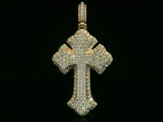 10K ROSE & WHITE GOLD DIAMOND CROSS PENDANT