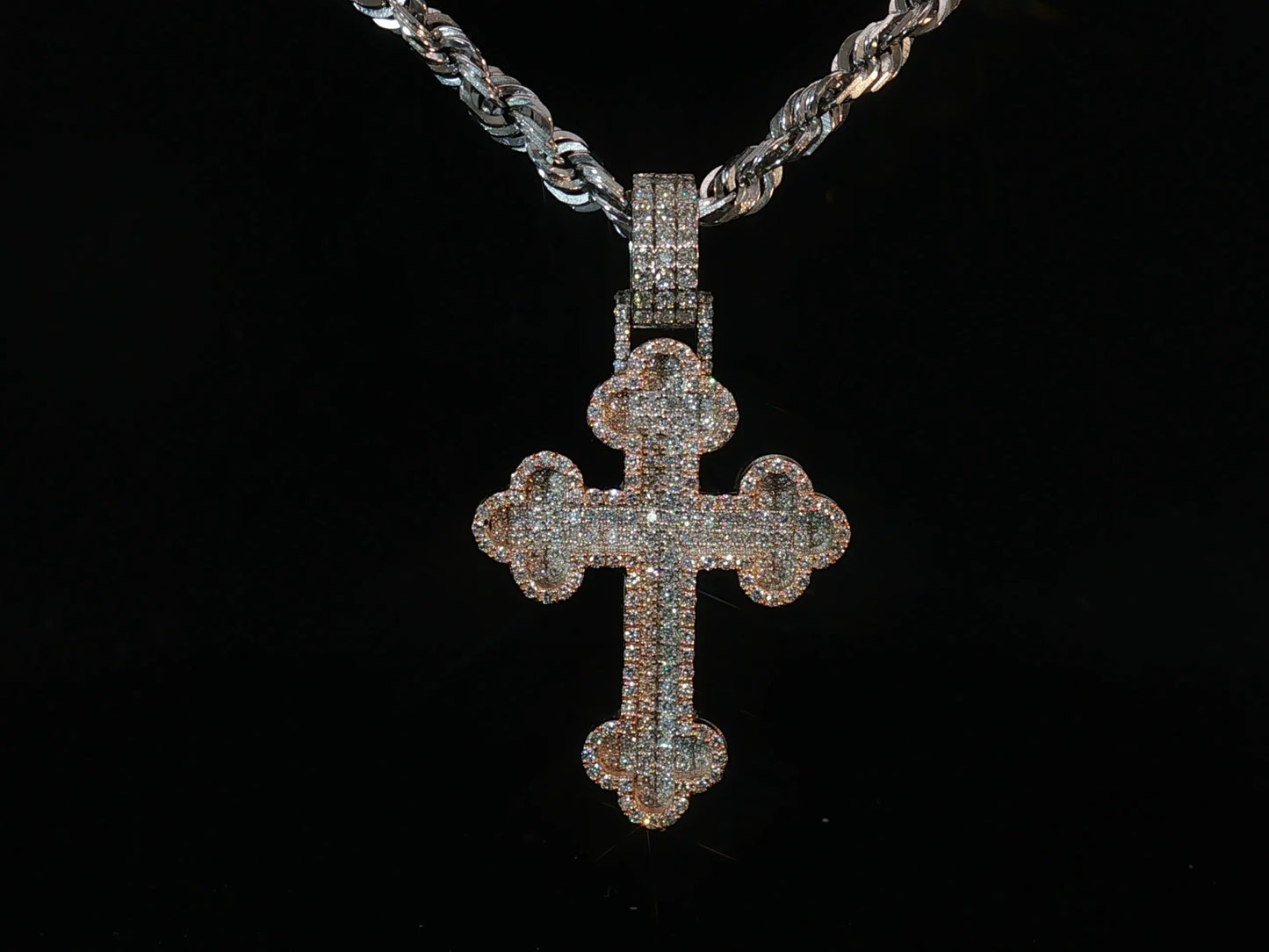 10K WHITE & ROSE GOLD DIAMOND CROSS PENDANT VVS Angelica Jewellers