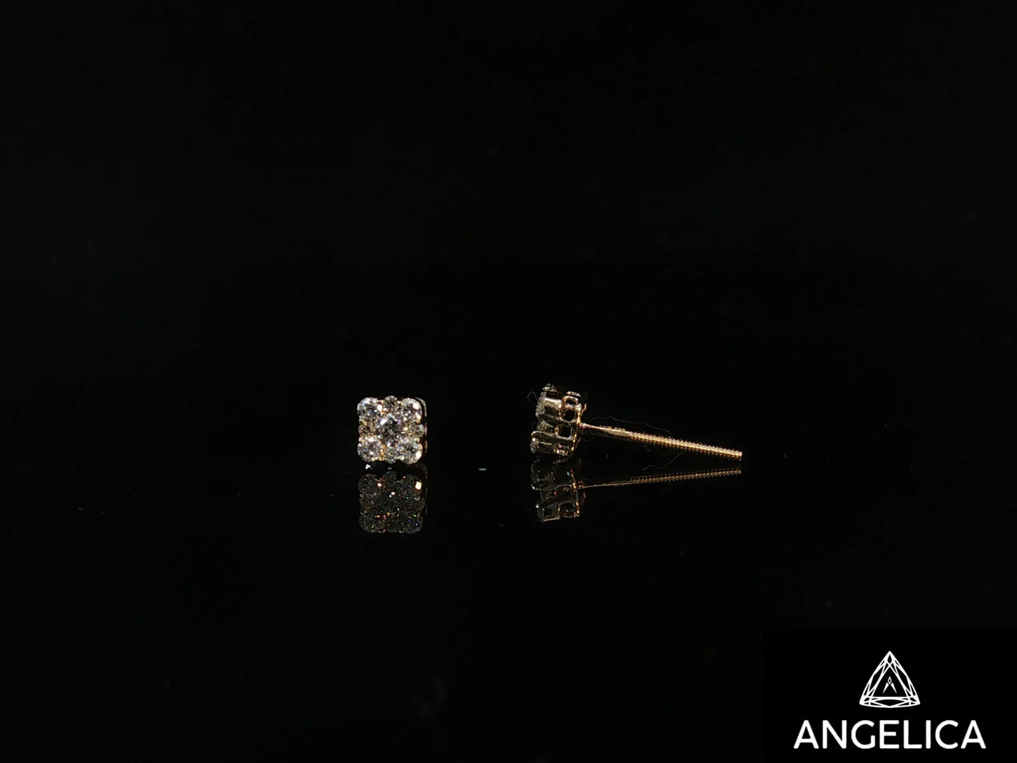 14K Yellow Gold Diamond Stud Earrings – 0.25 ct Natural Diamonds – 4.3mm Angelica Jewellers