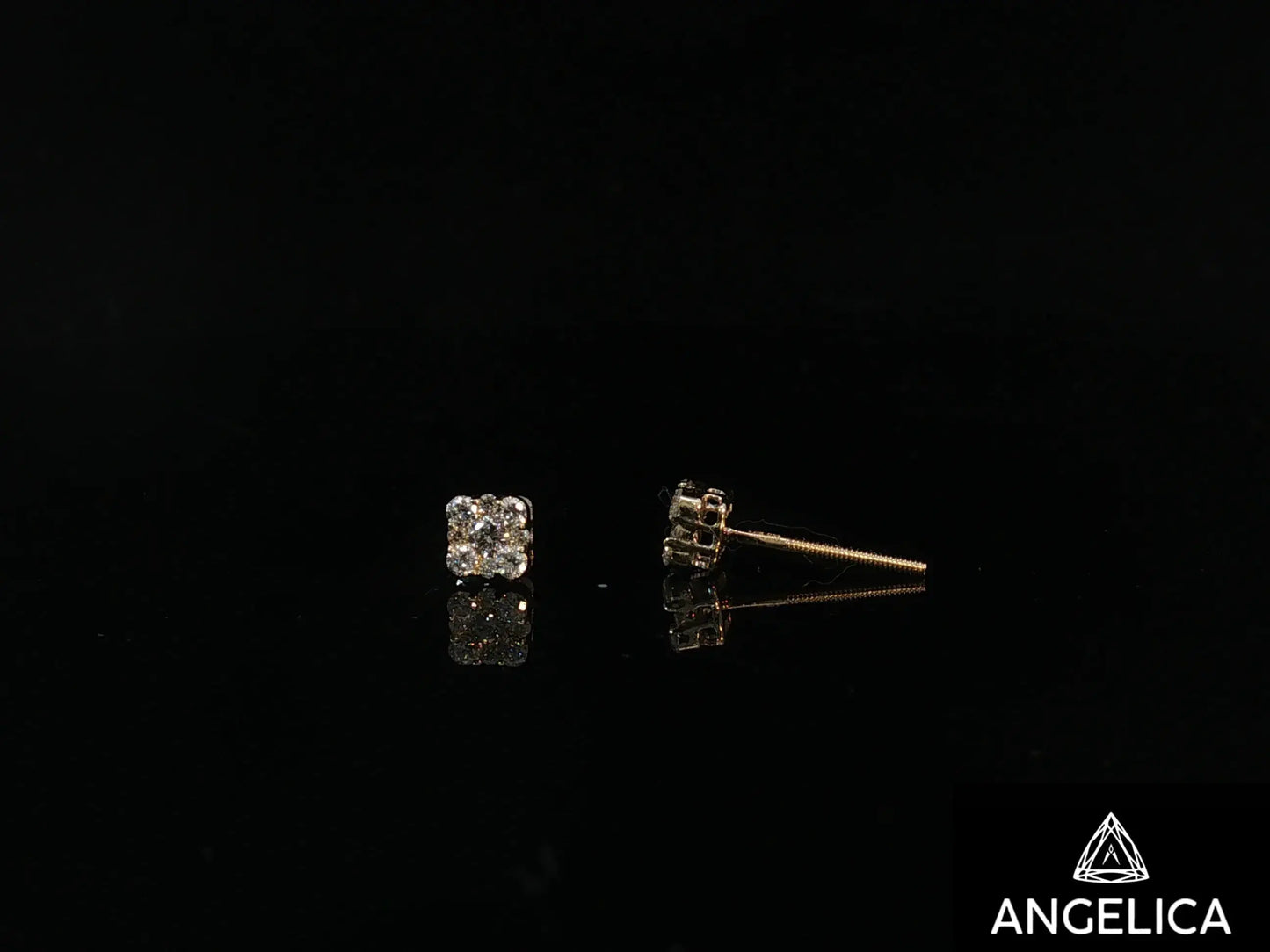 14K Yellow Gold Diamond Stud Earrings – 0.25 ct Natural Diamonds – 4.3mm Angelica Jewellers