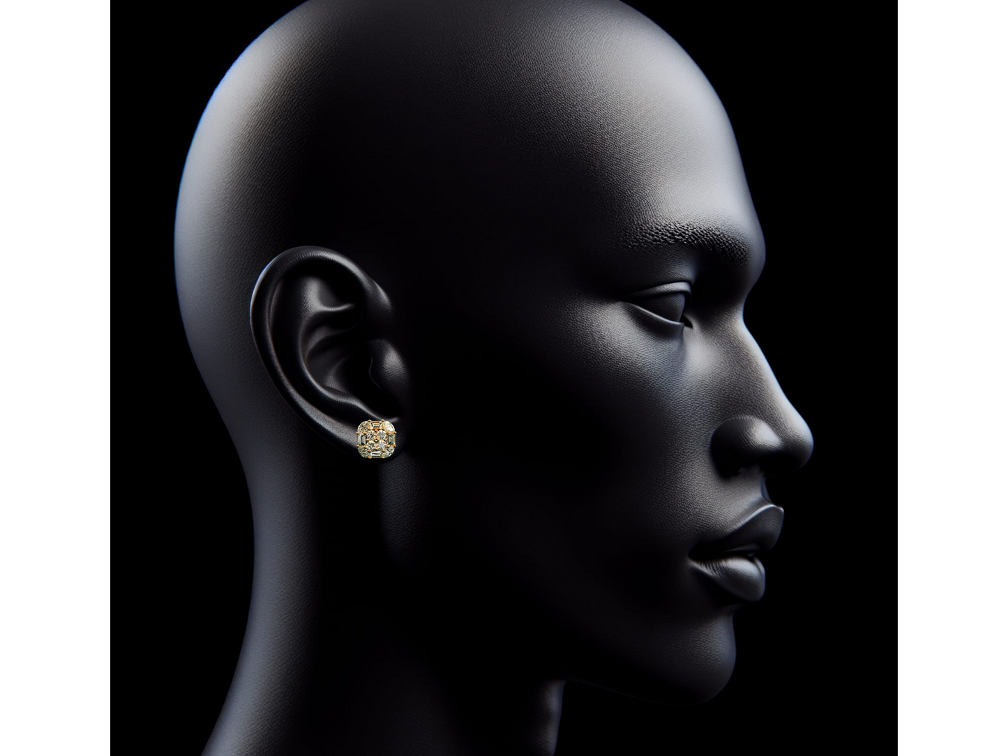 PENDIENTES DE ORO ROSA DE 14 K CON DIAMANTES REDONDOS, BAGUETTES Y MARQUESA