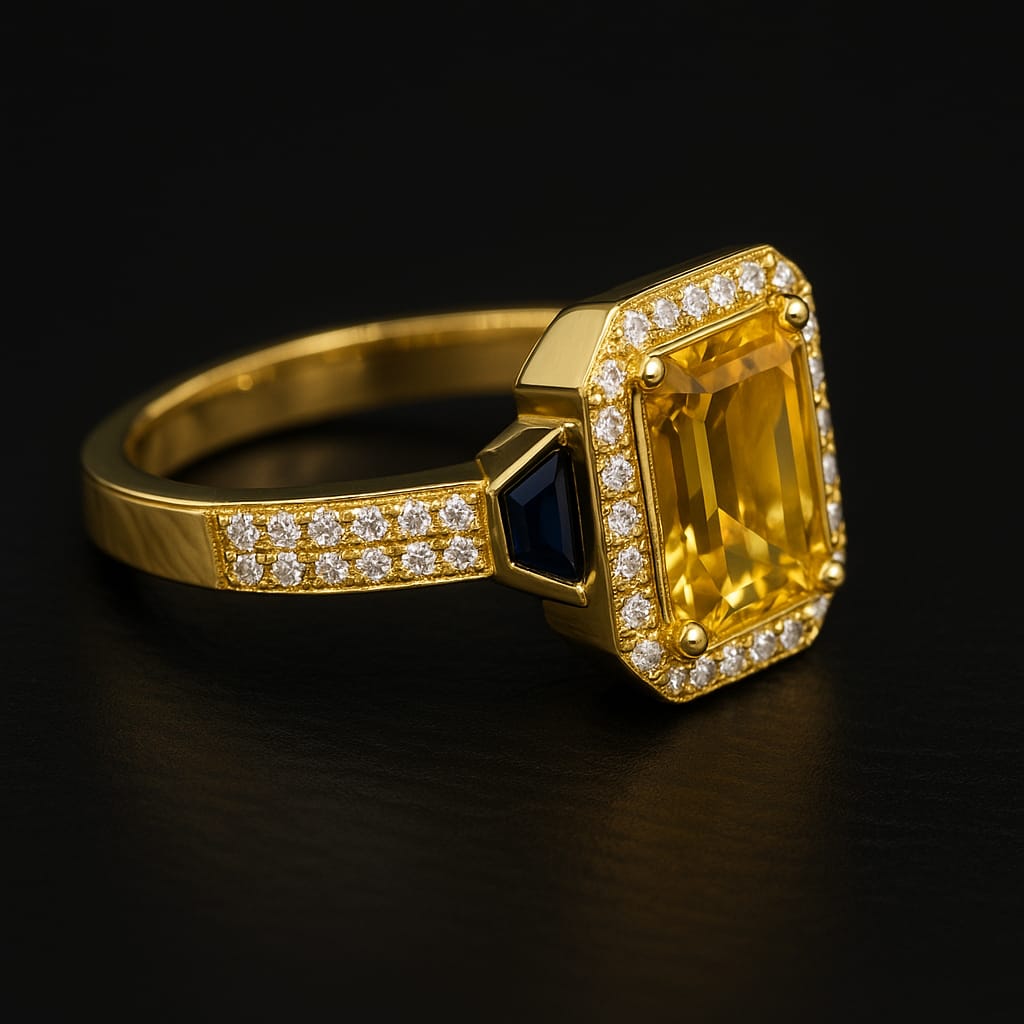 18KT VINTAGE LOOK CITRINE ENGAGEMENT RING