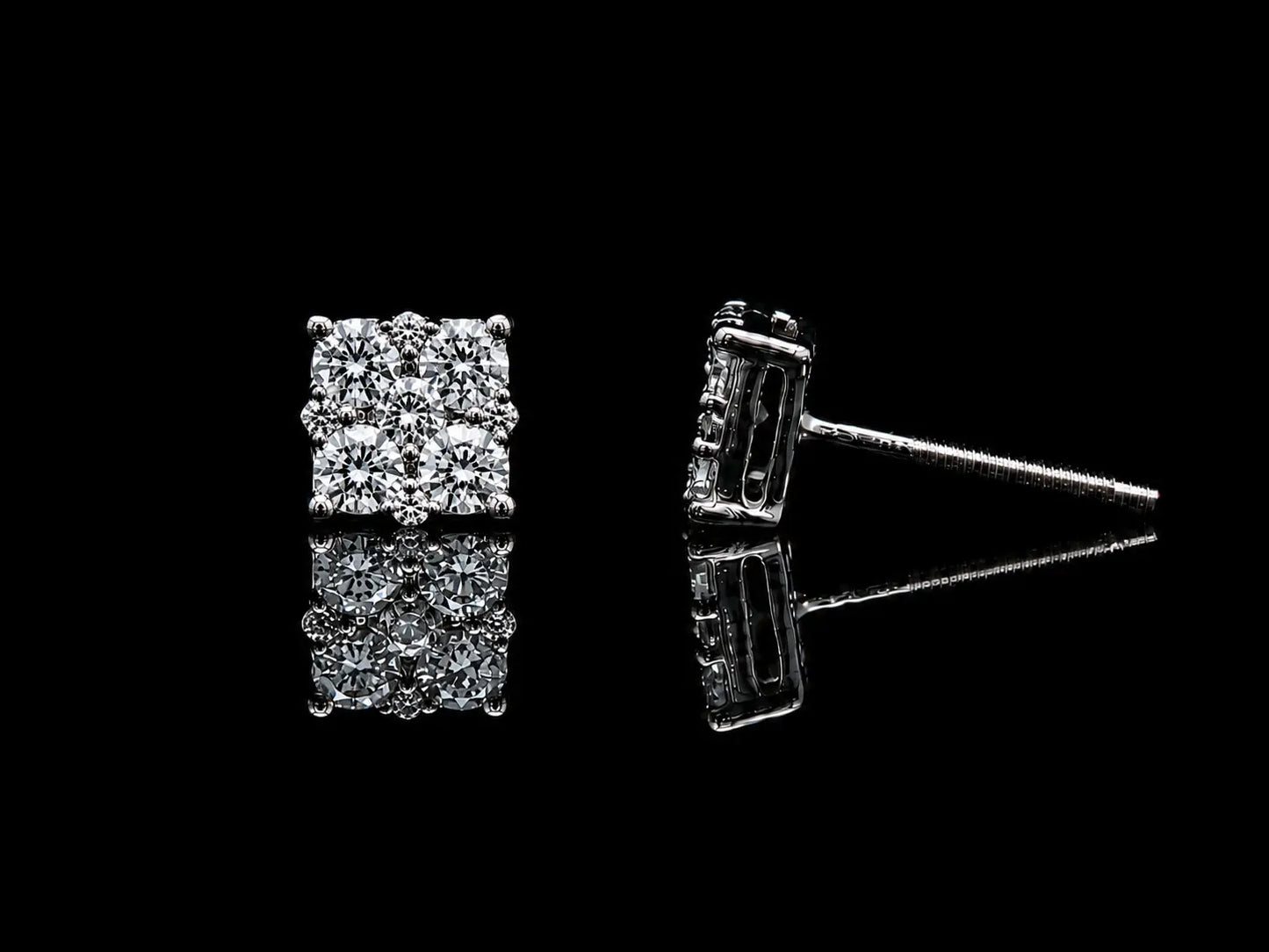 14K White Gold Square Diamond Stud Earrings – 0.50 ct Natural Diamonds 5.7mm Angelica Jewellers
