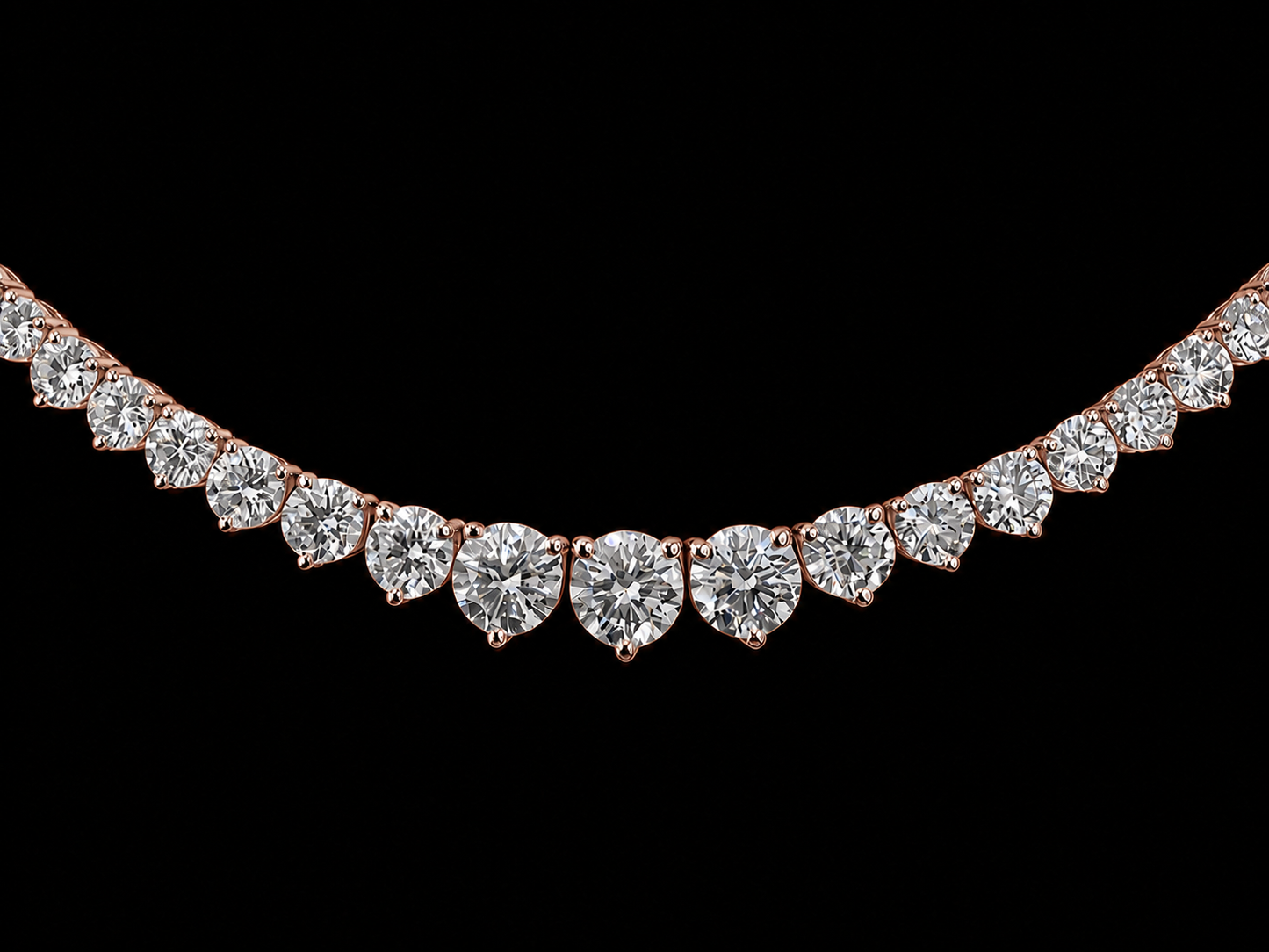 14K Gold Graduated Diamond Tennis Necklace