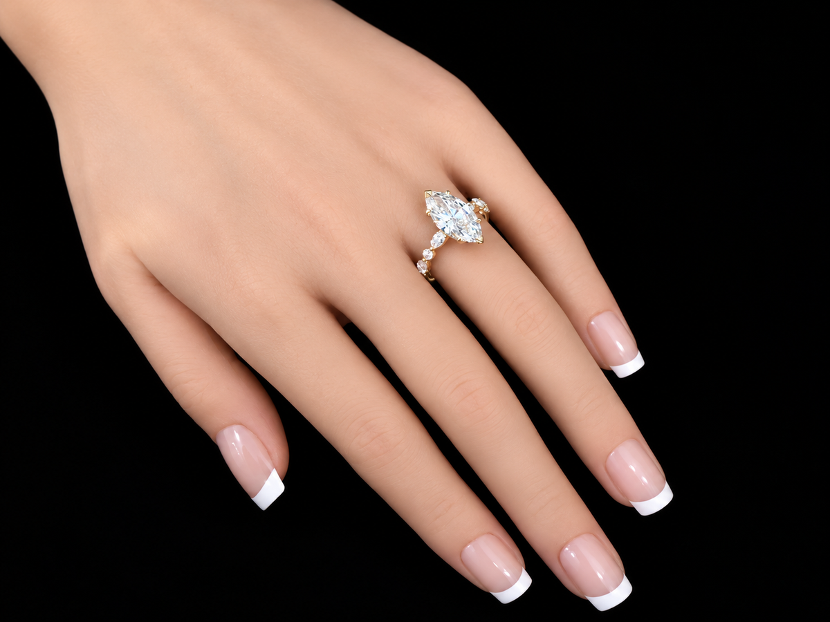 3.35 CTW Marquise Diamond Hidden Halo Engagement Ring – 14K Gold Angelica Jewellers