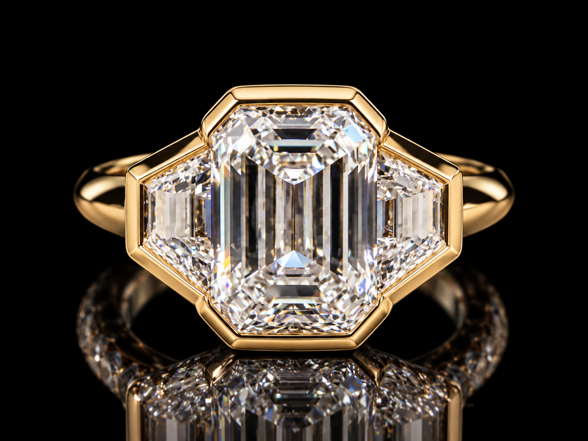 Emerald-Cut Three-Stone Lab-Grown Diamond Engagement Ring – 2.60 TCW
