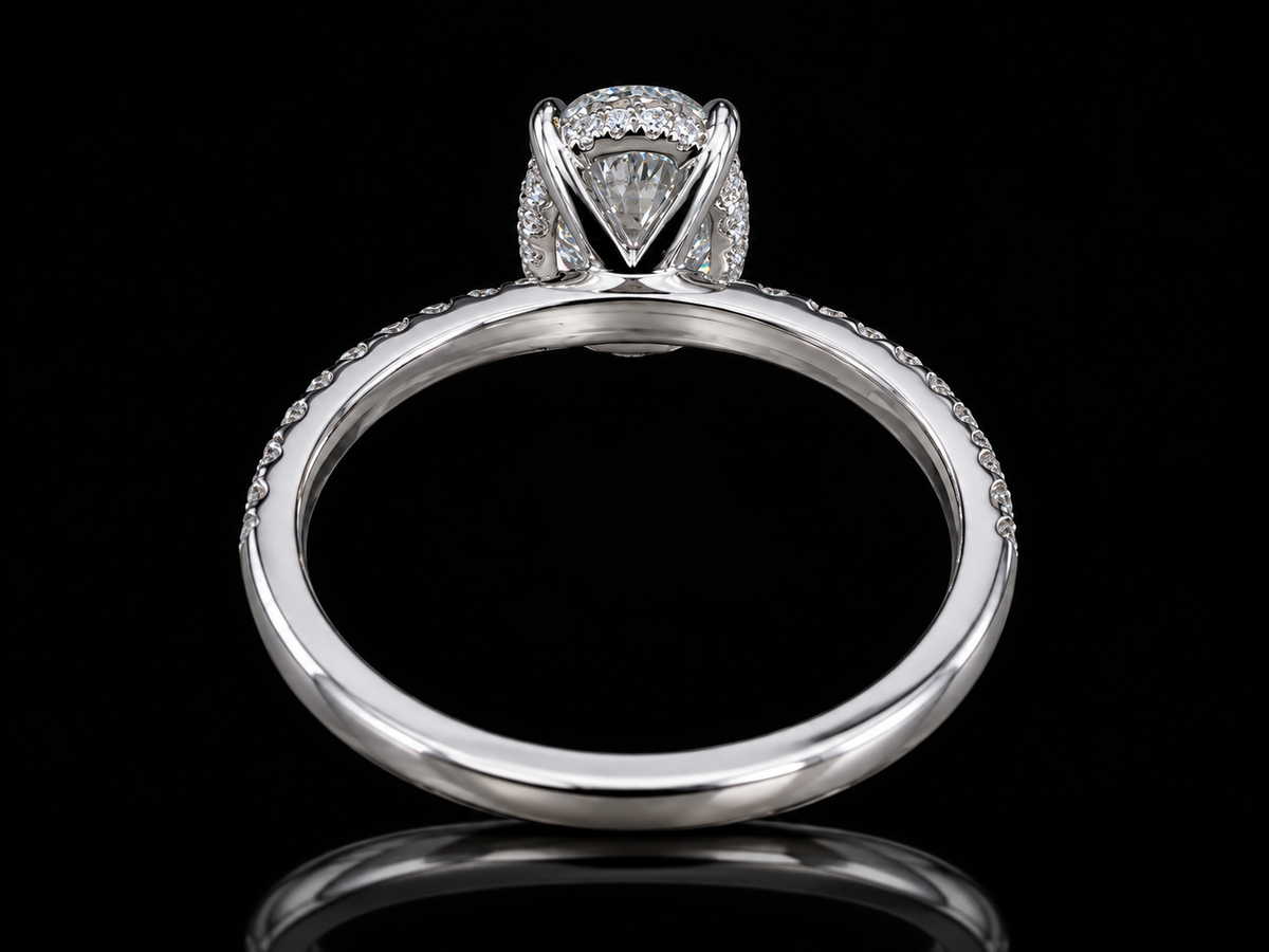 14K Gold 2.33 CTW Oval Lab Diamond Hidden Halo Engagement Ring Angelica Jewellers