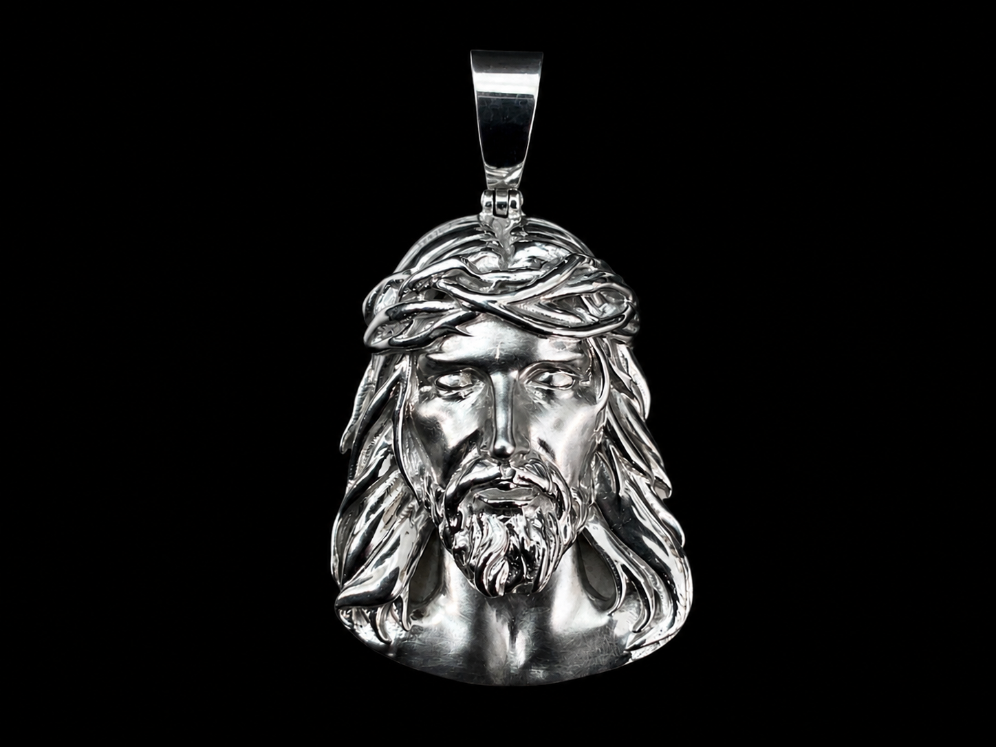 10K White Gold Jesus Head Pendant Angelica Jewellers