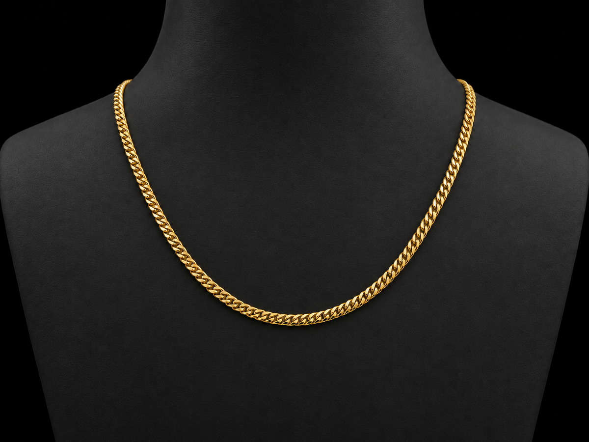 4mm Miami Cuban Link Chain in Yellow Gold – 16” to 28” Angelica Jewellers
