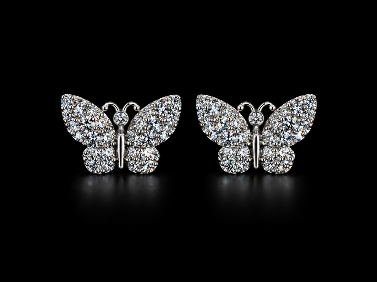 14K White Gold Natural Diamond Butterfly Stud Earrings – 0.50 CT – Angelica Jewellers