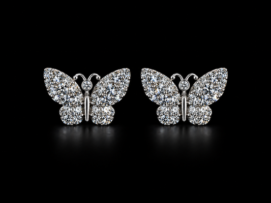 14K White Gold Natural Diamond Butterfly Stud Earrings – 0.50 CT – Angelica Jewellers