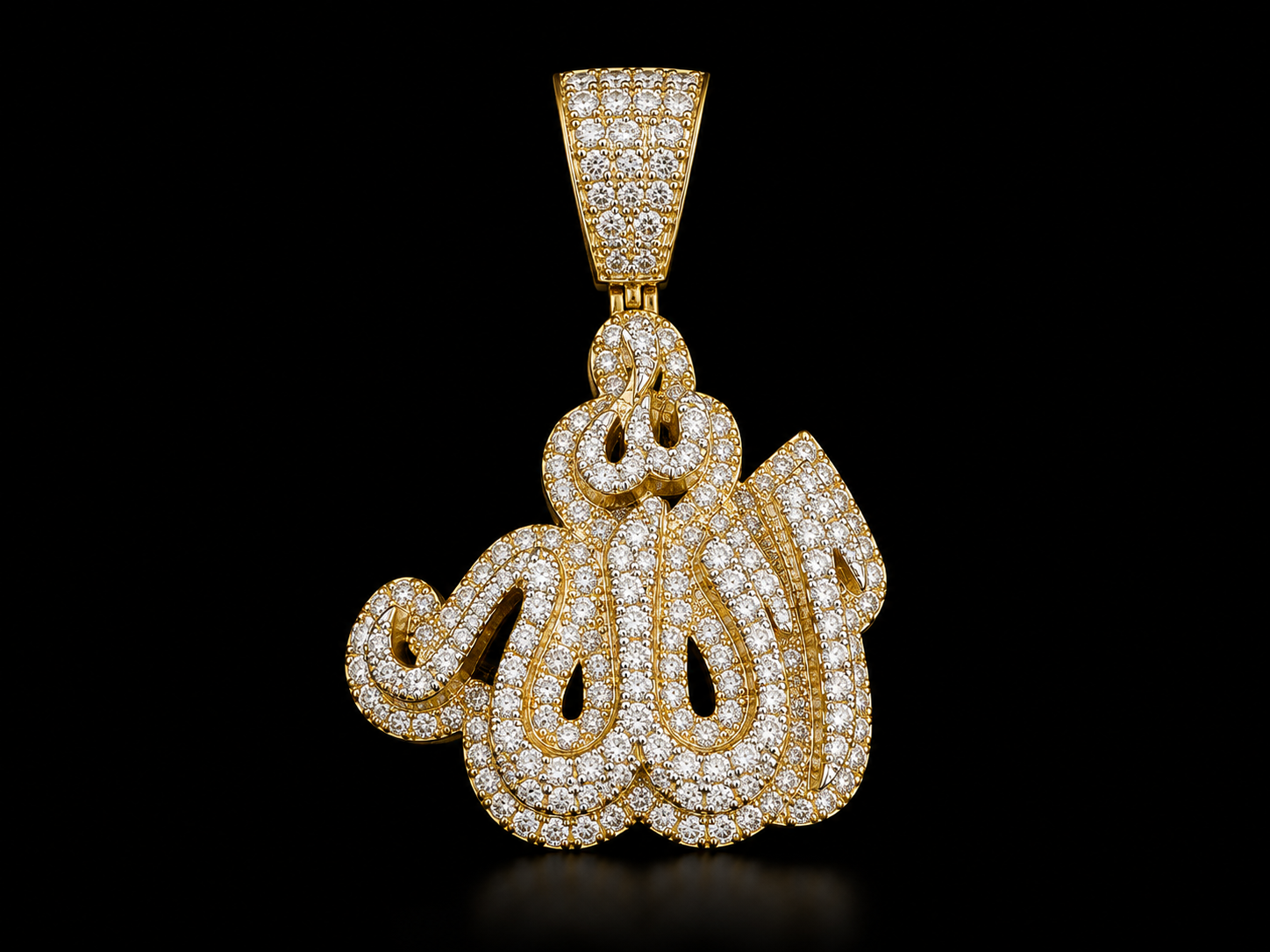 10K Yellow Gold Diamond Allah Pendant Angelica Jewellers