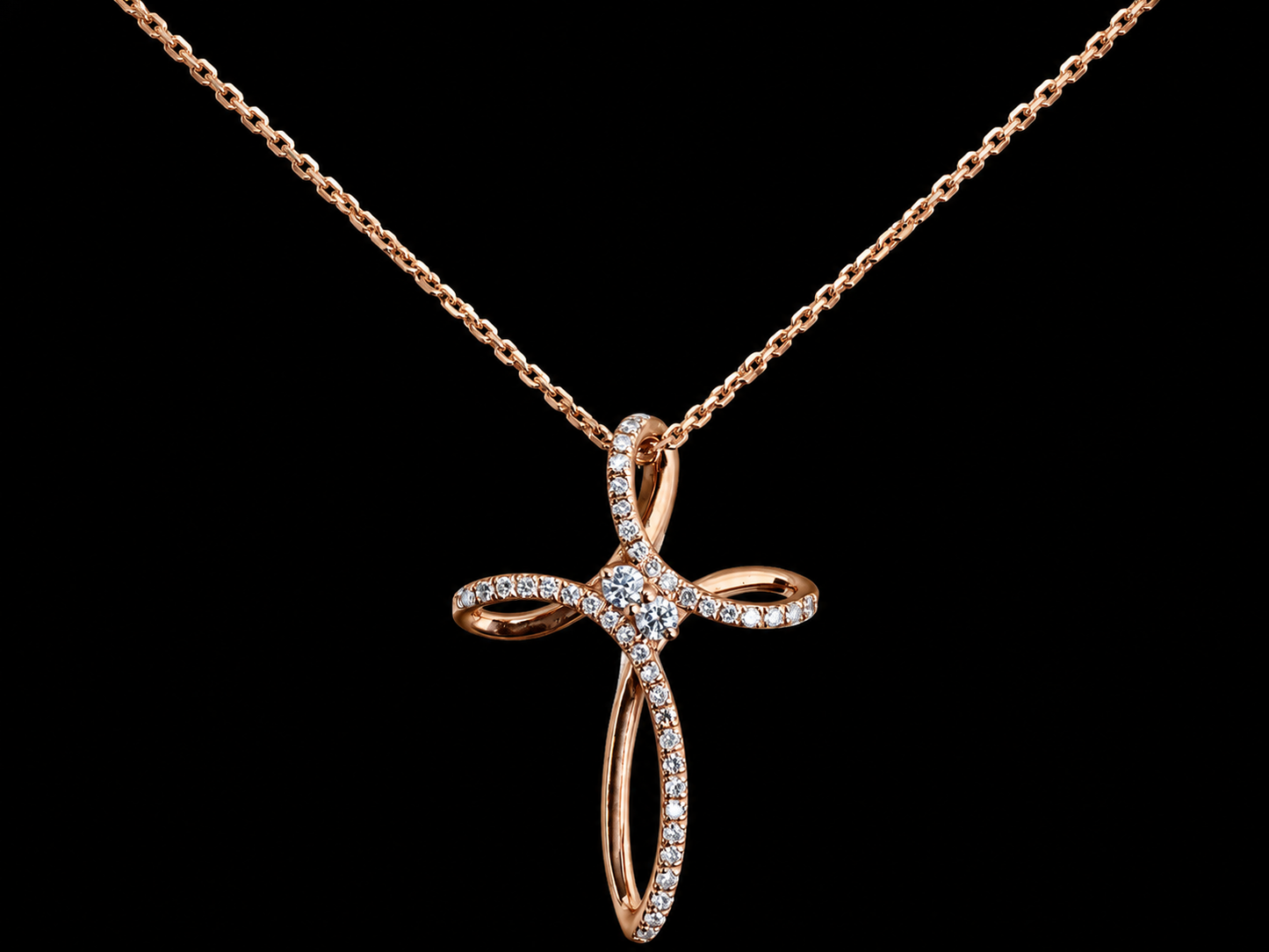 10K Rose Gold Diamond Cross Pendant Necklace Angelica Jewellers