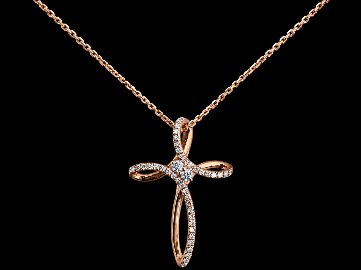 10K Rose Gold Diamond Cross Pendant Necklace Angelica Jewellers