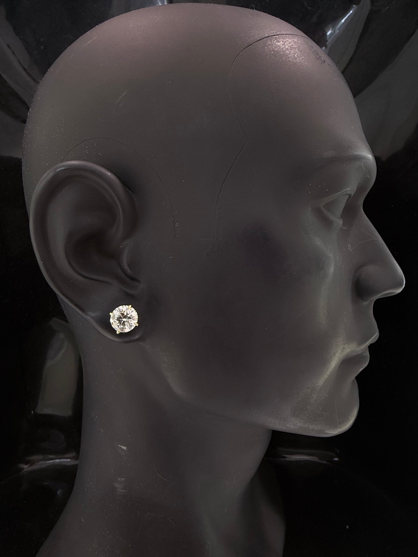 18K GOLD 4CT LAB TW DIAMOND STUD EARRINGS