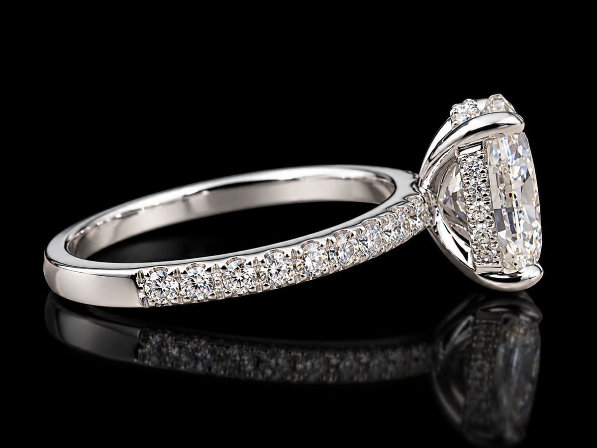 14K Gold 2.33 CTW Oval Lab Diamond Hidden Halo Engagement Ring Angelica Jewellers