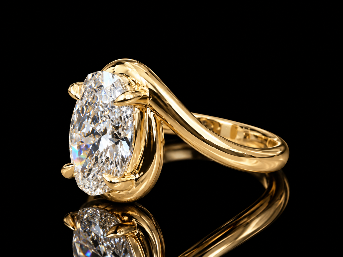 2.00 CT Oval Lab-Grown Diamond Bypass Engagement Ring –  14K Gold