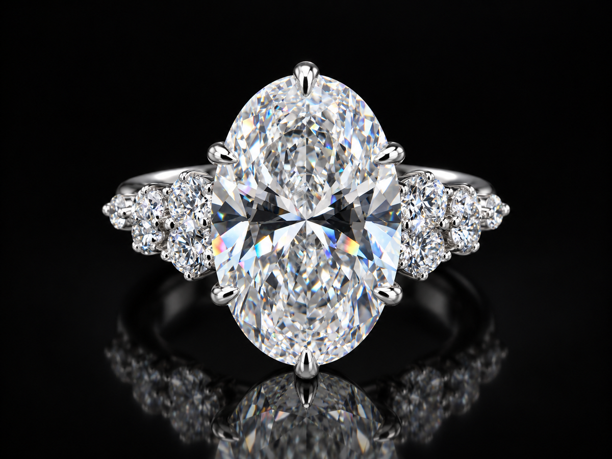 3.25 CT Oval Lab-Grown Diamond Engagement Ring – 14K Gold | IGI Certified Angelica Jewellers