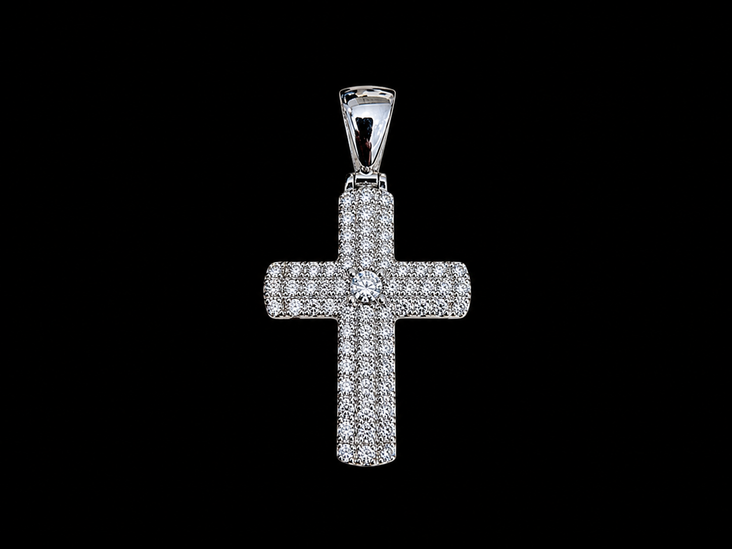14K White Gold Diamond Cross Pendant Angelica Jewellers