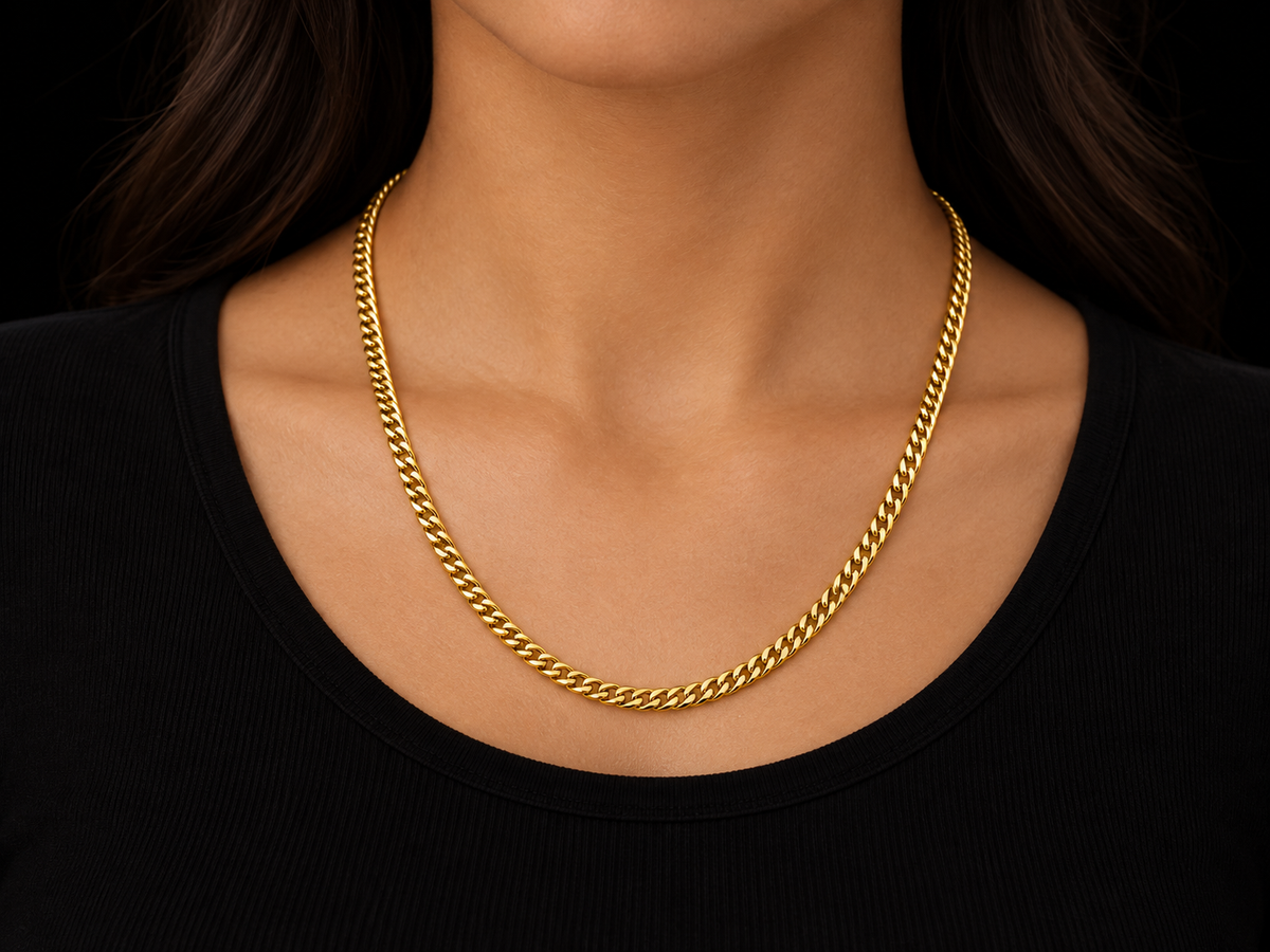 4mm Miami Cuban Link Chain in Yellow Gold – 16” to 28” Angelica Jewellers