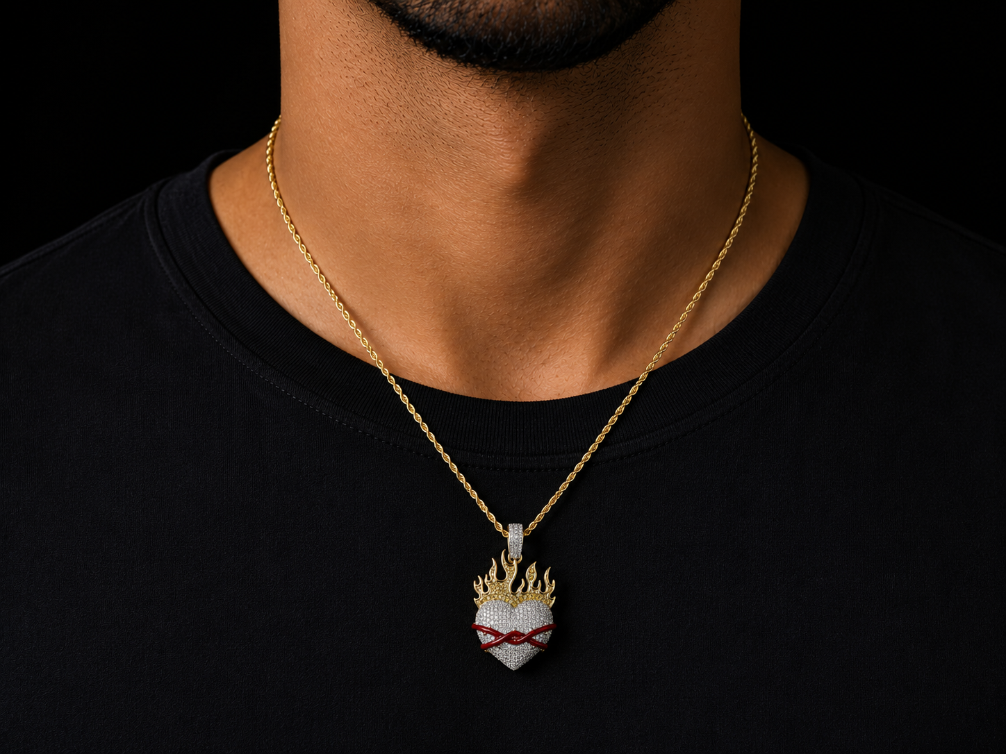 10K Yellow Gold Diamond Sacred Heart Pendant Angelica Jewellers