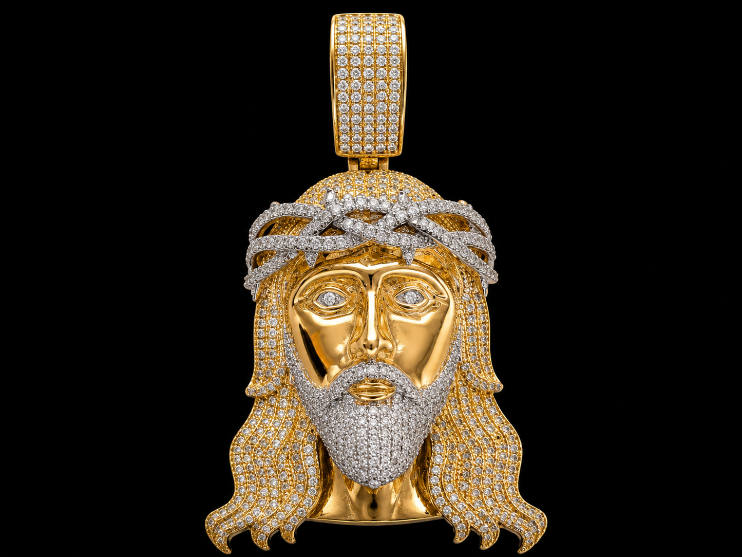 10K Gold 1.75CT Diamond Jesus Crown of Thorns Pendant Angelica Jewellers
