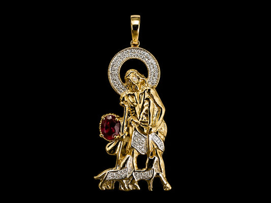 10K Yellow Gold Diamond Saint Lazarus Pendant Angelica Jewellers