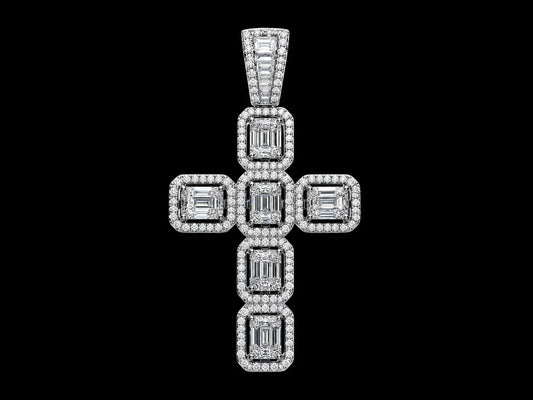14K Gold Baguette Diamond Cross Pendant Angelica Jewellers
