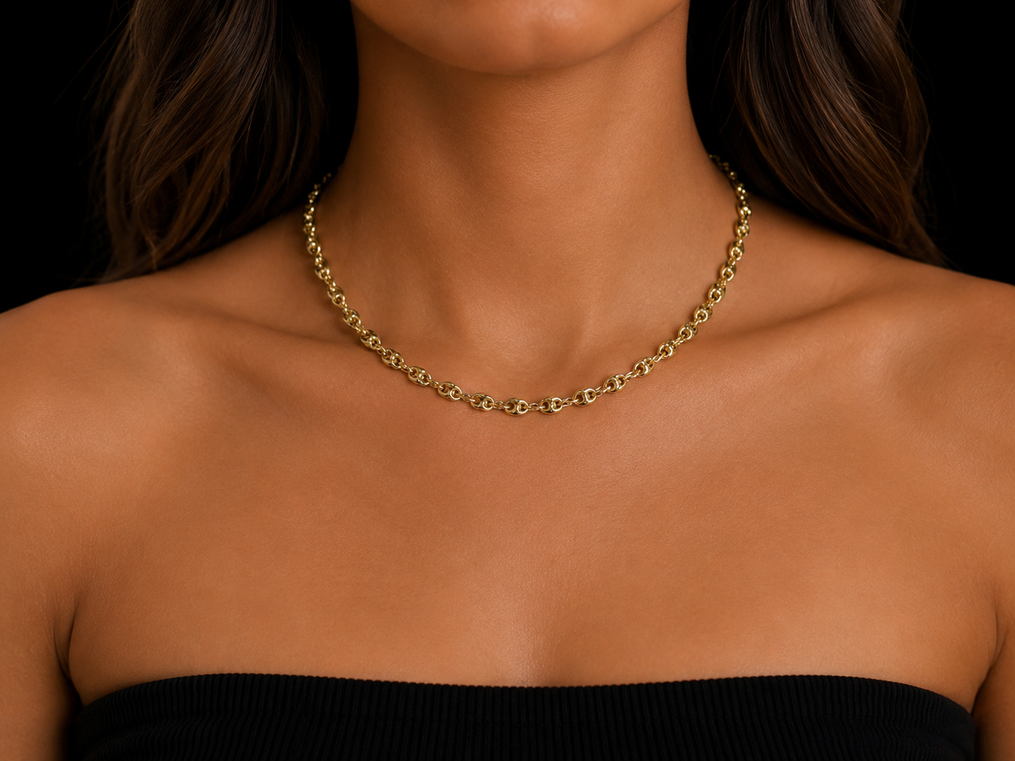 10K Yellow Gold Anchor Puff Chain – 5mm, 16”
