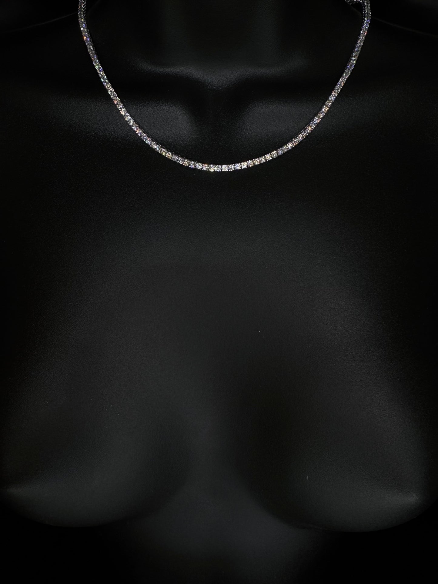 14K WHITE GOLD LAB DIAMOND TENNIS CHAIN 3.10MM