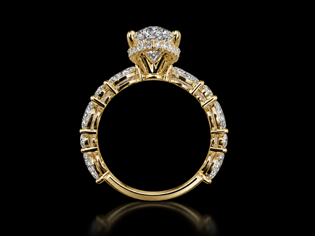 3.35 CTW Marquise Diamond Hidden Halo Engagement Ring – 14K Gold Angelica Jewellers