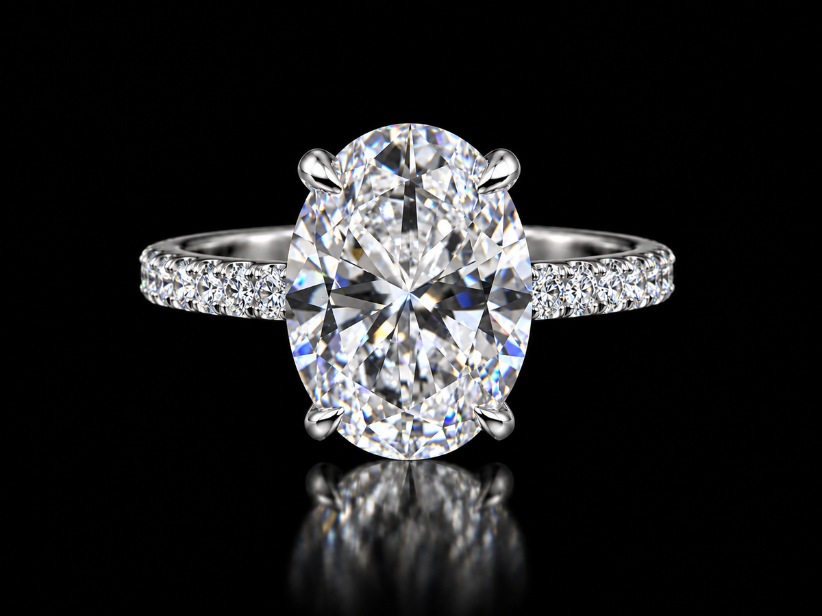 14K Gold 2.33 CTW Oval Lab Diamond Hidden Halo Engagement Ring Angelica Jewellers