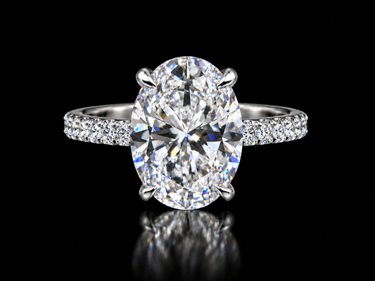14K Gold 2.33 CTW Oval Lab Diamond Hidden Halo Engagement Ring Angelica Jewellers