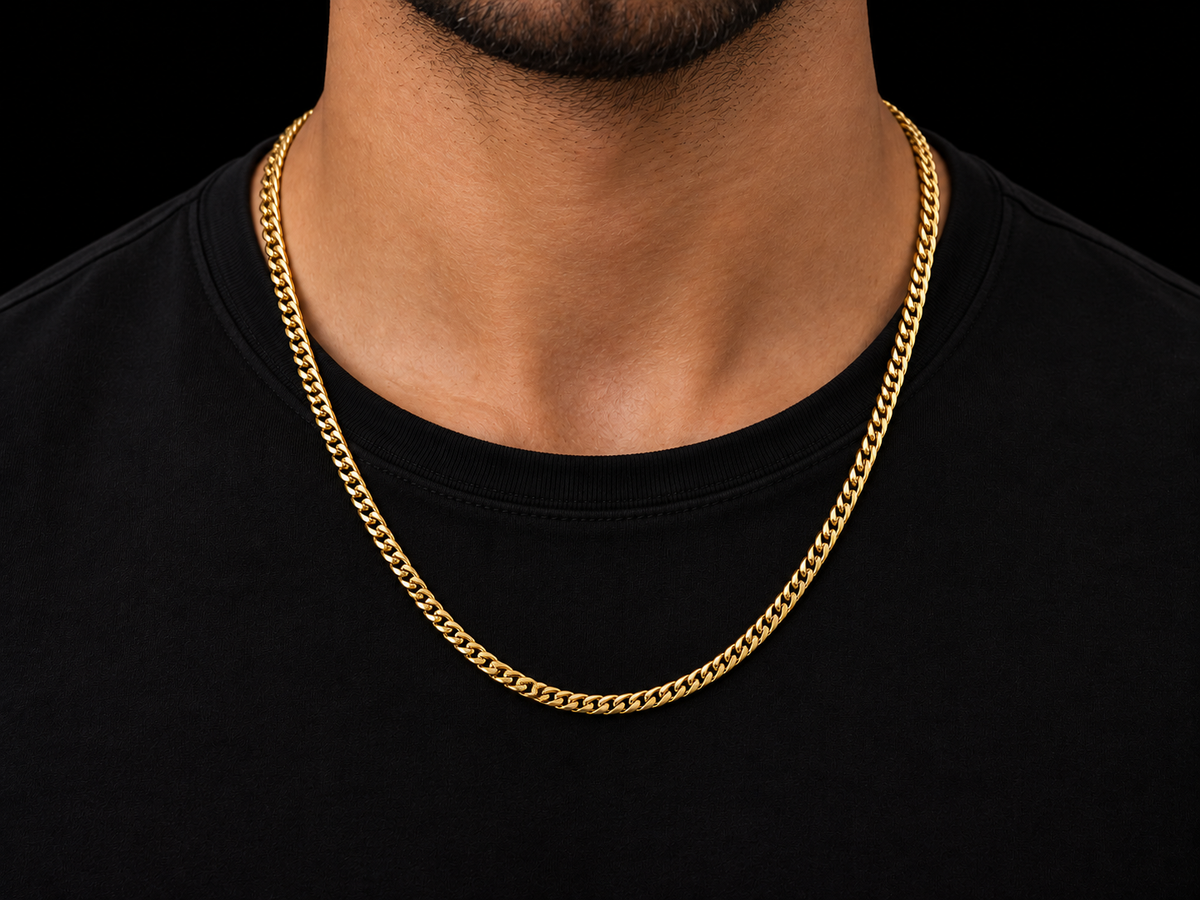 4mm Miami Cuban Link Chain in Yellow Gold – 16” to 28” Angelica Jewellers
