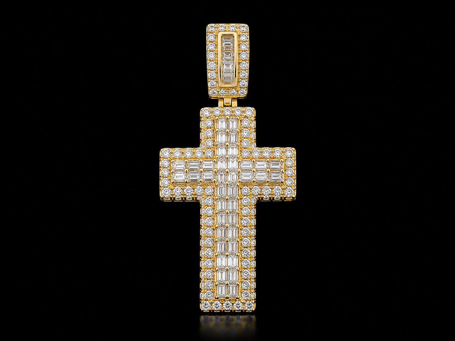14K Yellow Gold Diamond Cross Pendant Angelica Jewellers