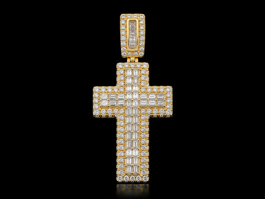 14K Yellow Gold Diamond Cross Pendant Angelica Jewellers