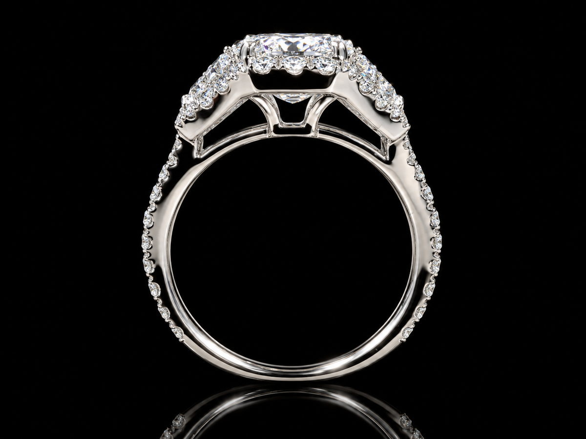 4.00 CTW Emerald-Cut Lab-Grown Diamond Engagement Ring – 14K White Gold