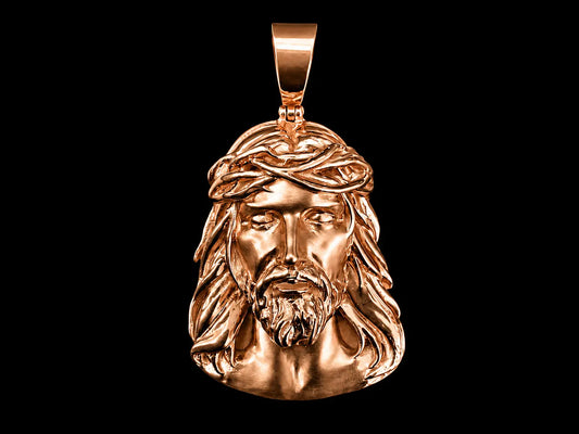 10K Rose Gold Jesus Head Pendant Angelica Jewellers