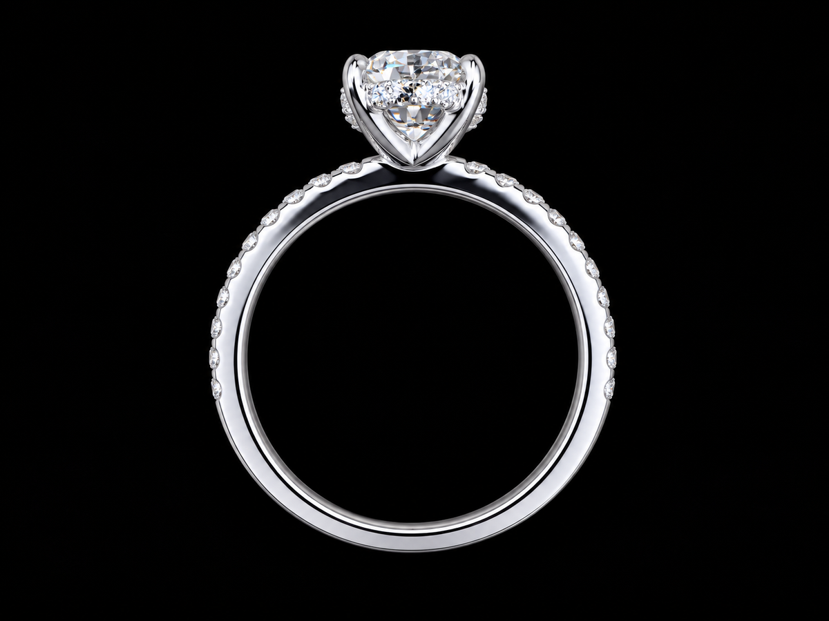 14K Gold 2.33 CTW Oval Lab Diamond Hidden Halo Engagement Ring Angelica Jewellers