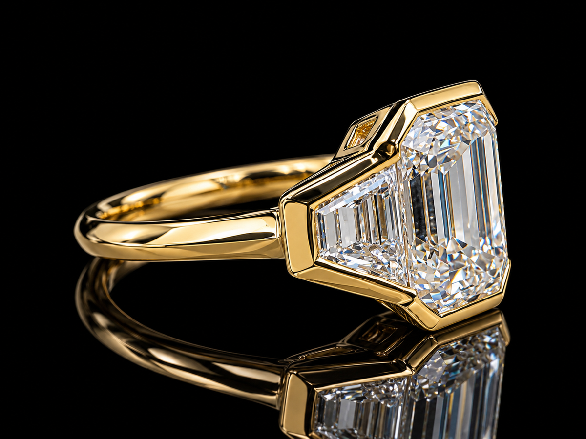 Emerald-Cut Three-Stone Lab-Grown Diamond Engagement Ring – 2.60 TCW