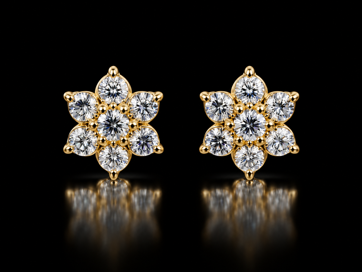 14K Yellow Gold 0.50 CT Natural Diamond Star Stud Earrings – Angelica Jewellers