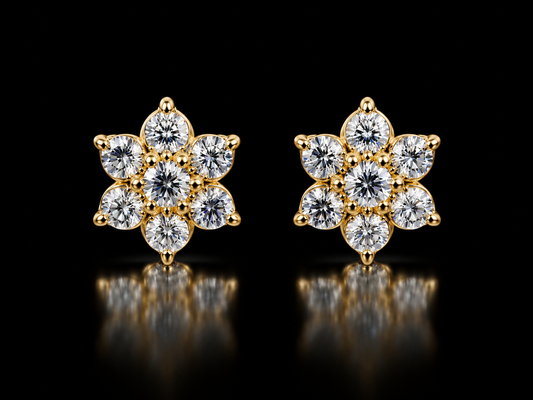 14K Yellow Gold 0.50 CT Natural Diamond Star Stud Earrings – Angelica Jewellers