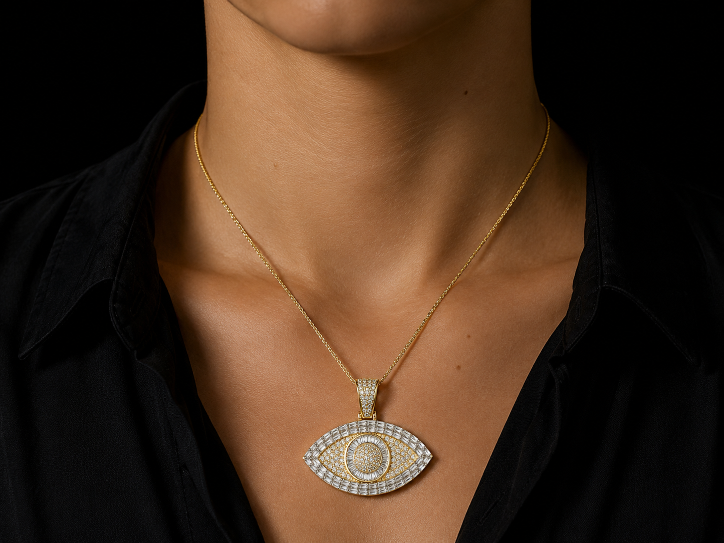 10K Gold Diamond Evil Eye Pendant Angelica Jewellers