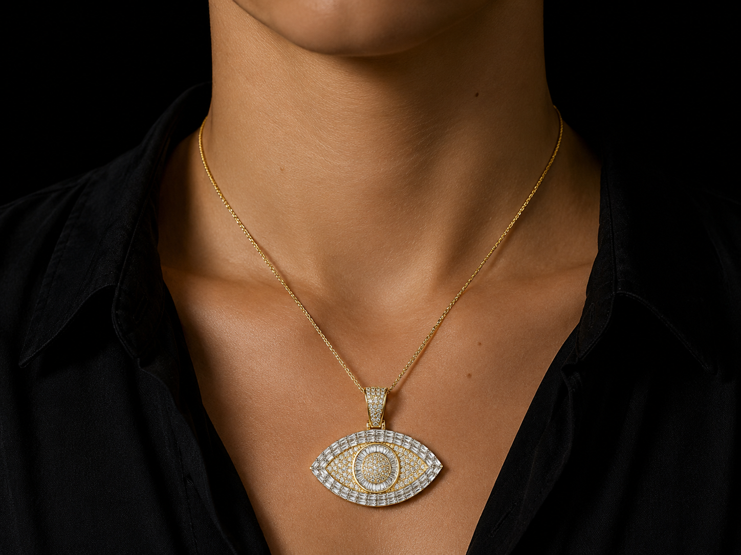 10K Gold Diamond Evil Eye Pendant Angelica Jewellers